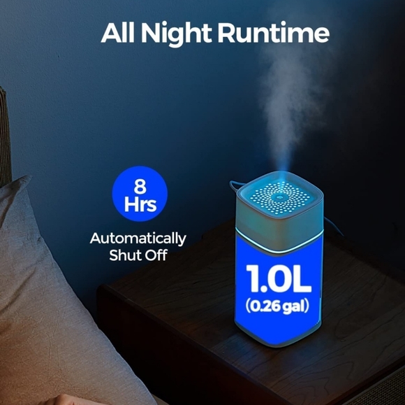 COPY - CLONEMUS Small Humidifiers for bedroom (1L), Mini Portable USB Humidifier - Picture 2 of 5